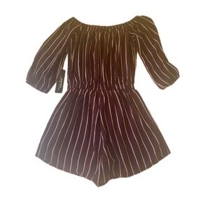 White Striped Maroon Jumpsuit Size Small